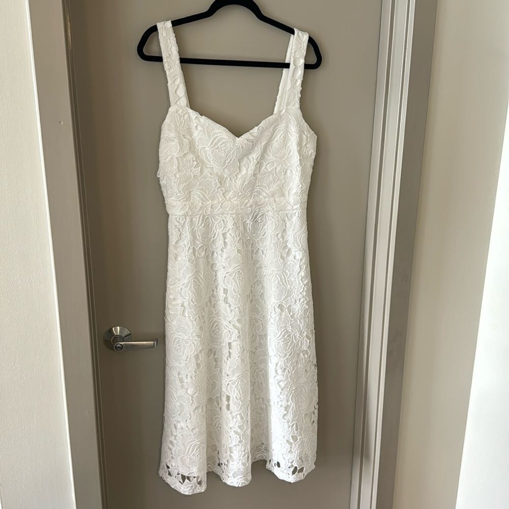 Lulu's White Lace Midi Dress